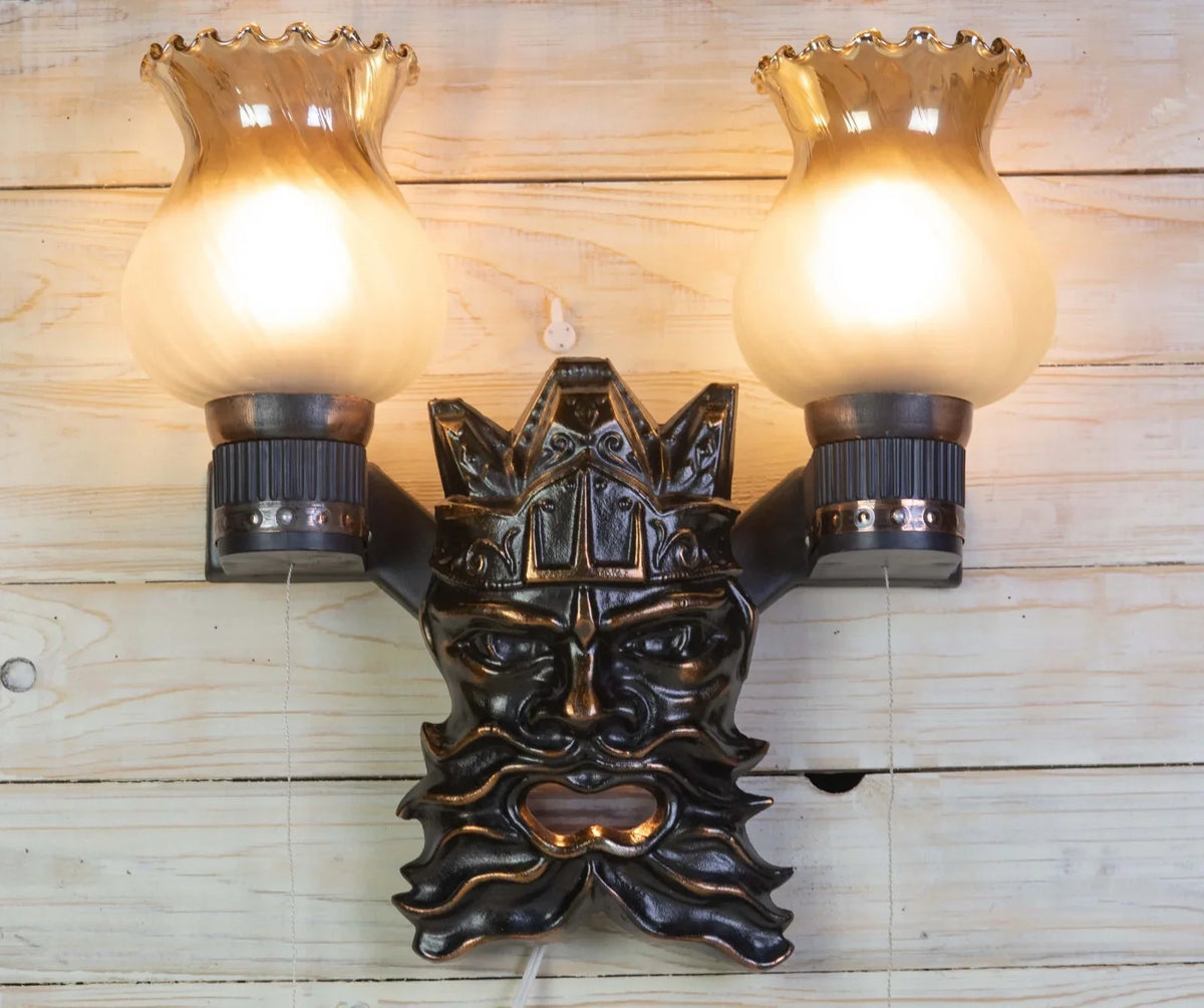 Vintage Soviet Neptune two-light wall lamp