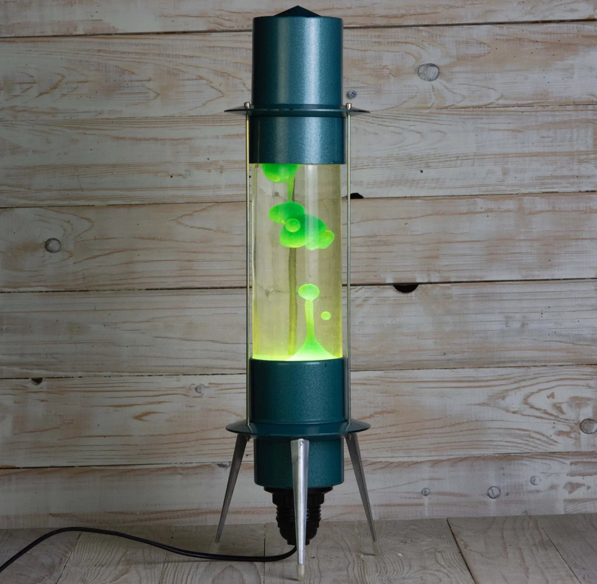 Rare turquoise Soviet Raduga lava lamp with green wax