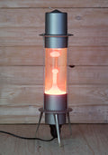 Large Soviet Raduga lava lamp with aluminum rocket body and red double wax