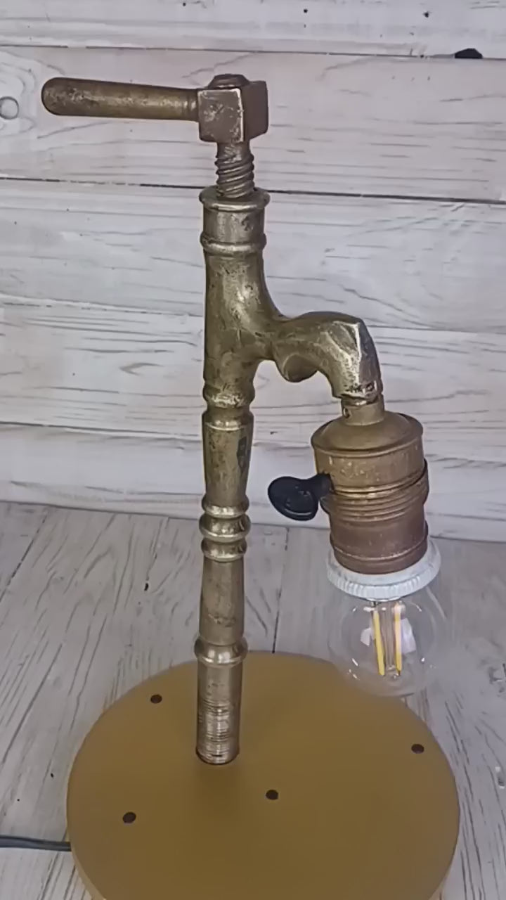 Antique Bronze Beer Tap Table Lamp, Handmade LED Industrial Light