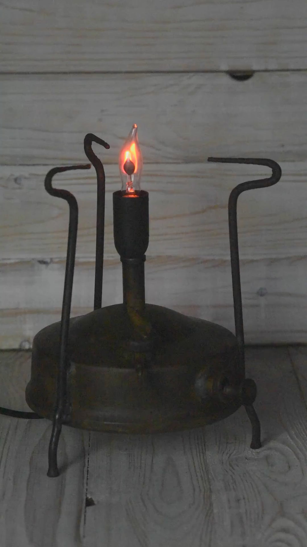 Vintage Soviet Brass Primus Night Light, Handmade E12 LED Flame Lamp 120V