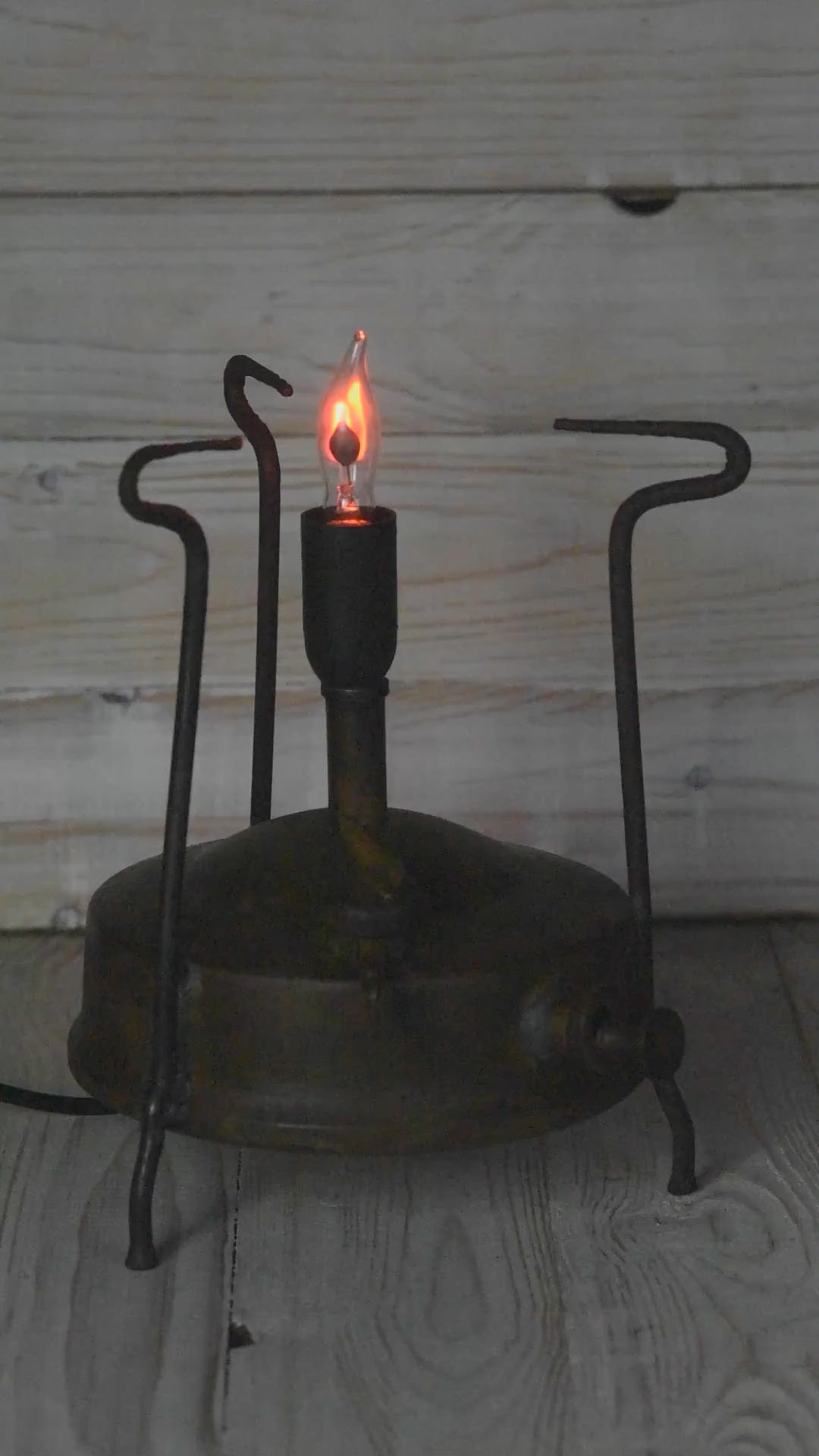 Vintage Soviet Brass Primus Night Light, Handmade E12 LED Flame Lamp 120V