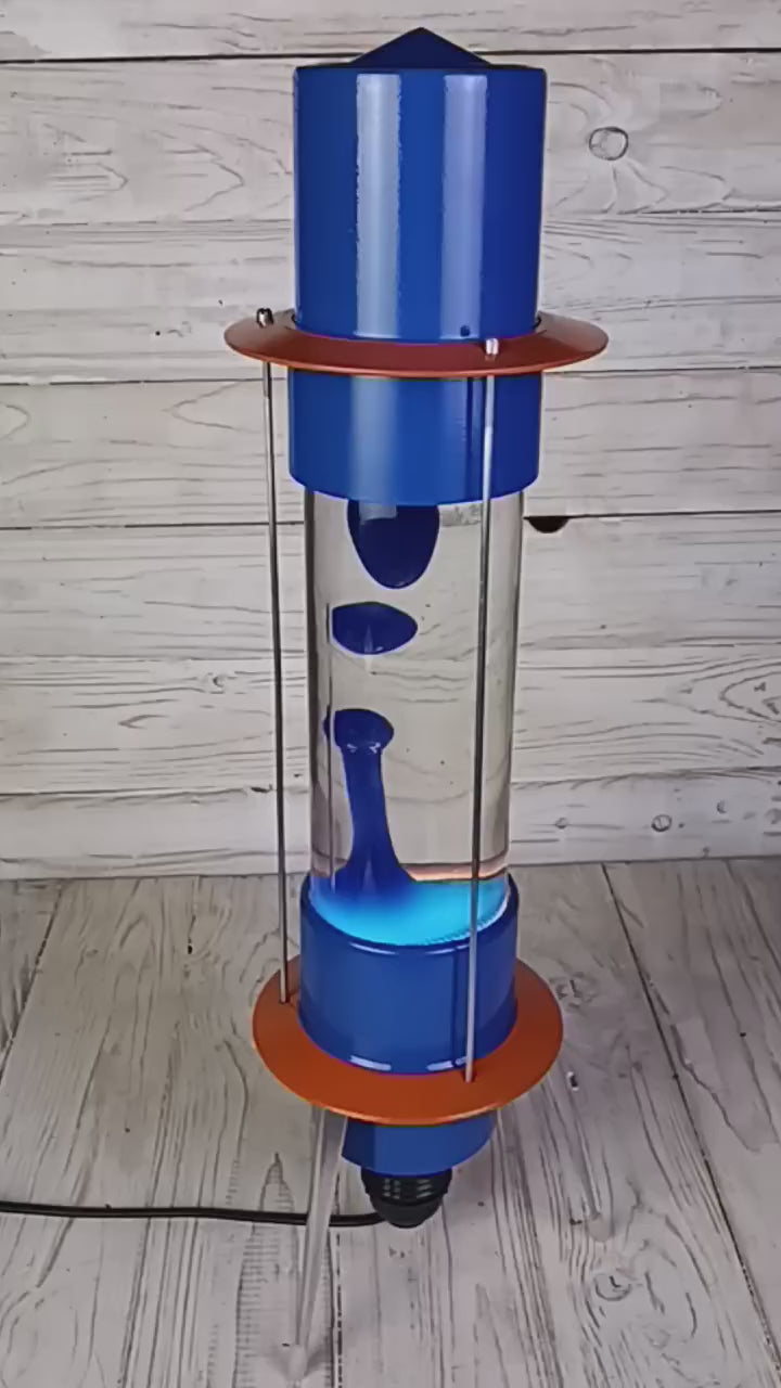 Large 19" Soviet Raduga Lava Lamp, USSR Rocket Blue Wax 110V/220V