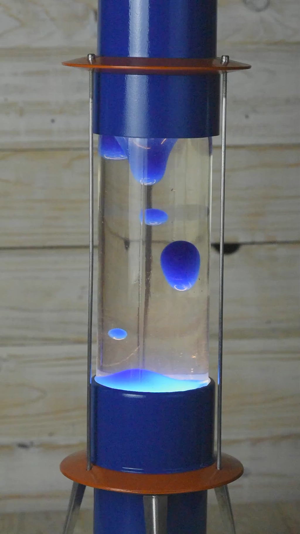 Large 19" Soviet Raduga Lava Lamp, USSR Rocket Blue Wax 110V/220V