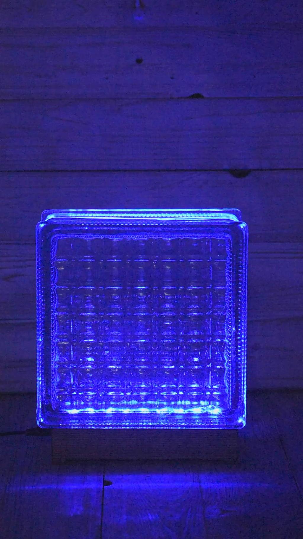 Soviet Glass Block RGB Table Lamp, Handmade Wood Base Remote 100V–240V