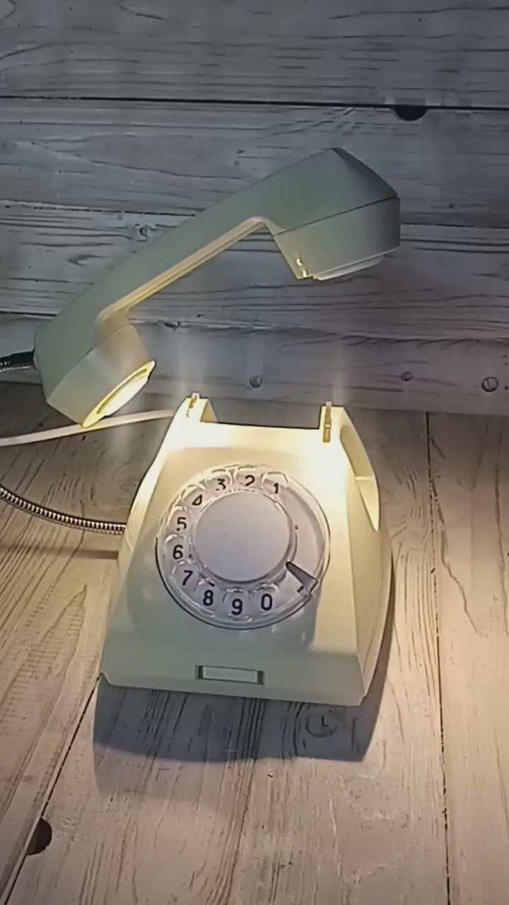 Vintage Soviet TA-68 Telephone Lamp, USSR Latvia 1980s, Ivory LED Desk Light