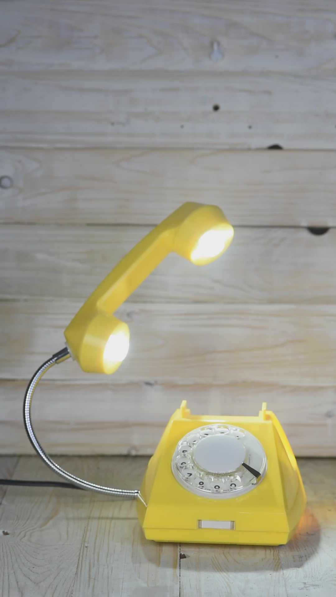 Vintage Soviet Yellow Telephone Lamp, Rotary Phone LED Desk Light 110V/220V