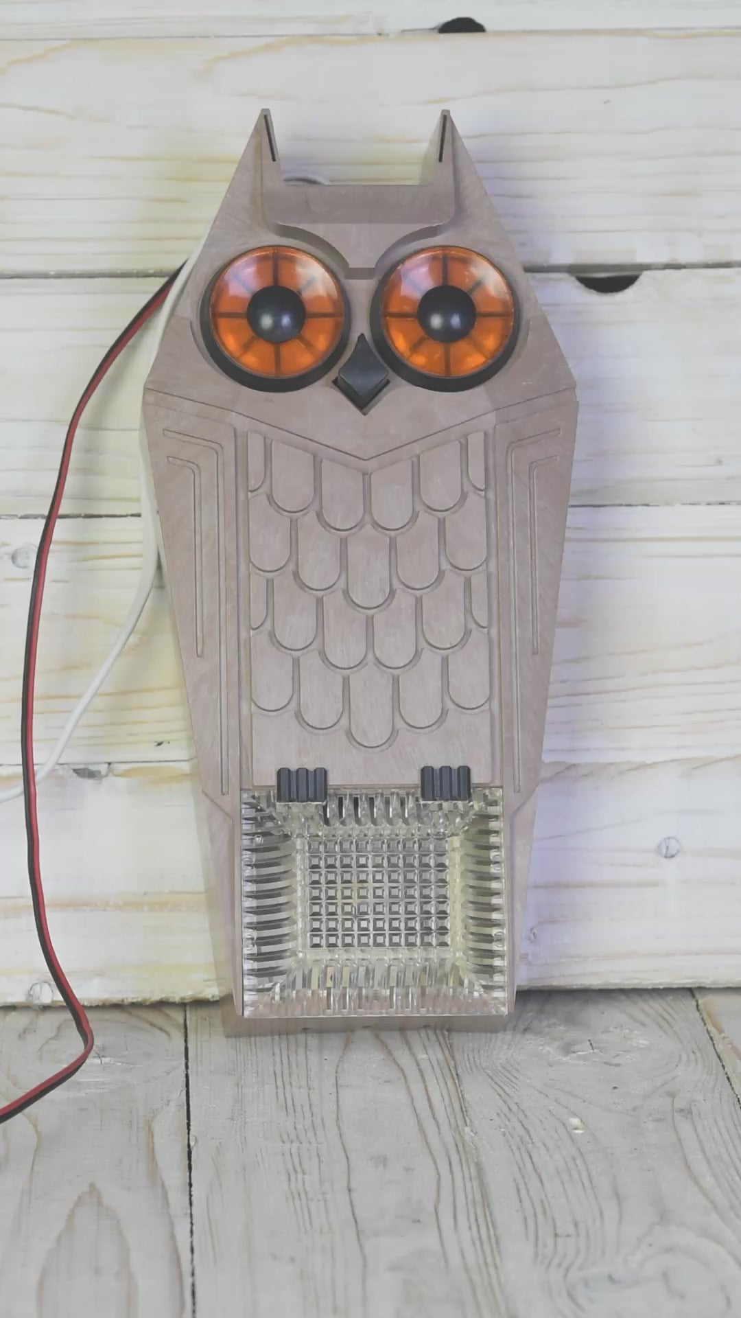 Vintage Soviet Owl Doorbell Lamp, USSR Flashing Eyes Wall Light 110V/220V